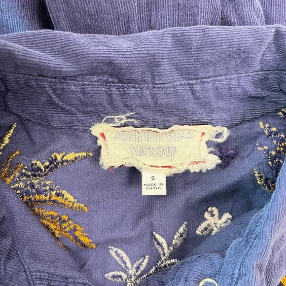 NWOT Johnny Was Emiko Tiered Embroidered Corduroy 3/4 Sleeves Dress Oversized S - Picture 12 of 15